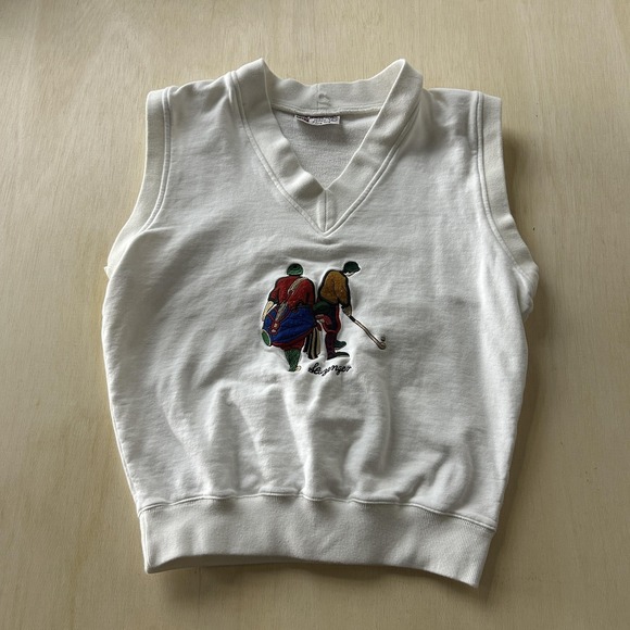 Slazenger Other - Vintage Slazenger Sweater Vest Mens Large White V Neck Golf Graphic Hong Kong